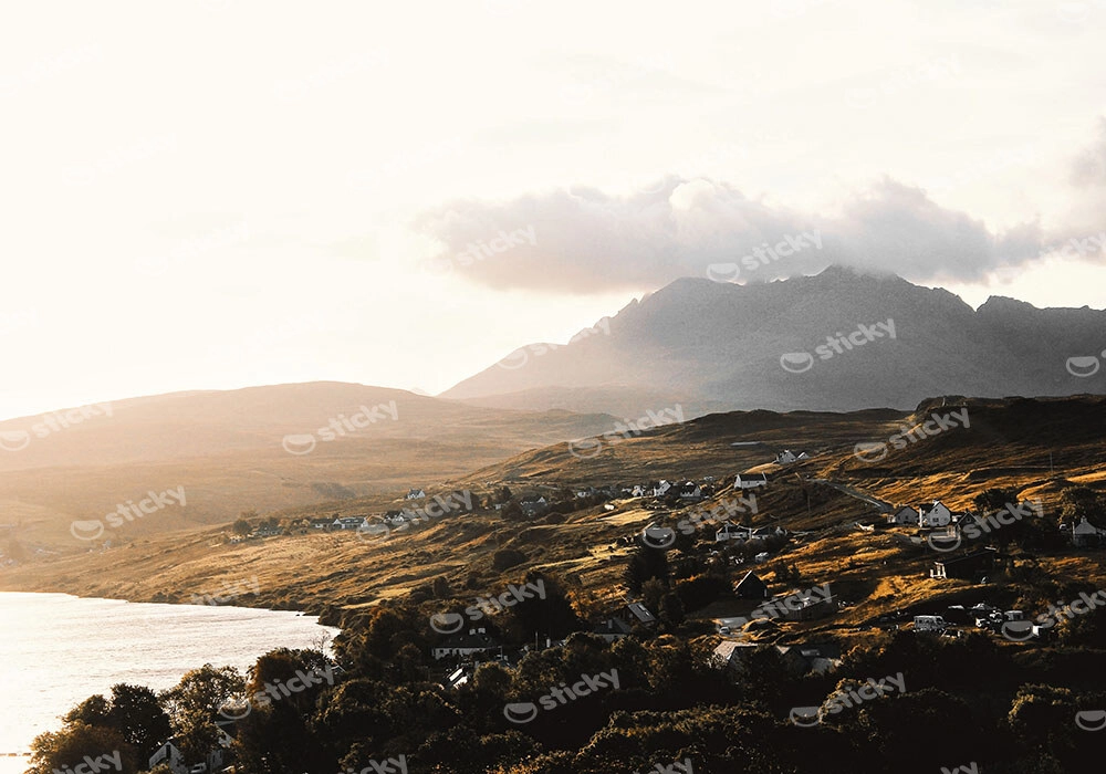 Πίνακας σε Καμβά RUSTIC FARMHOUSE LAKE VIEW