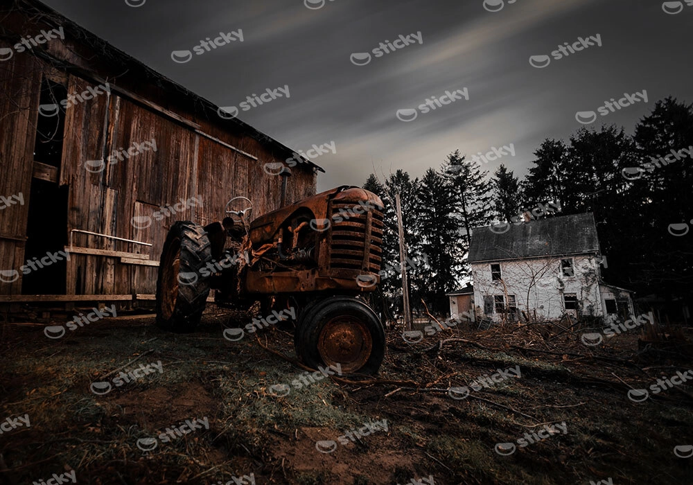 Πίνακας σε Καμβά RUSTIC FARMHOUSE OLD TRACTOR 4