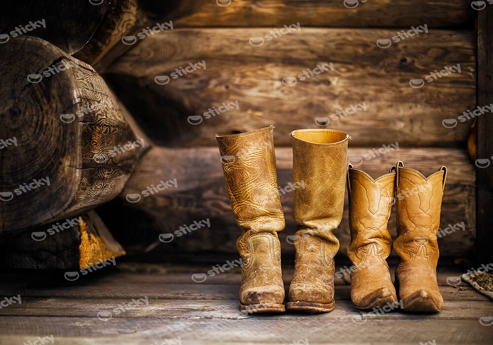 Πίνακας σε Καμβά RUSTIC FARMHOUSE BOOTS 2