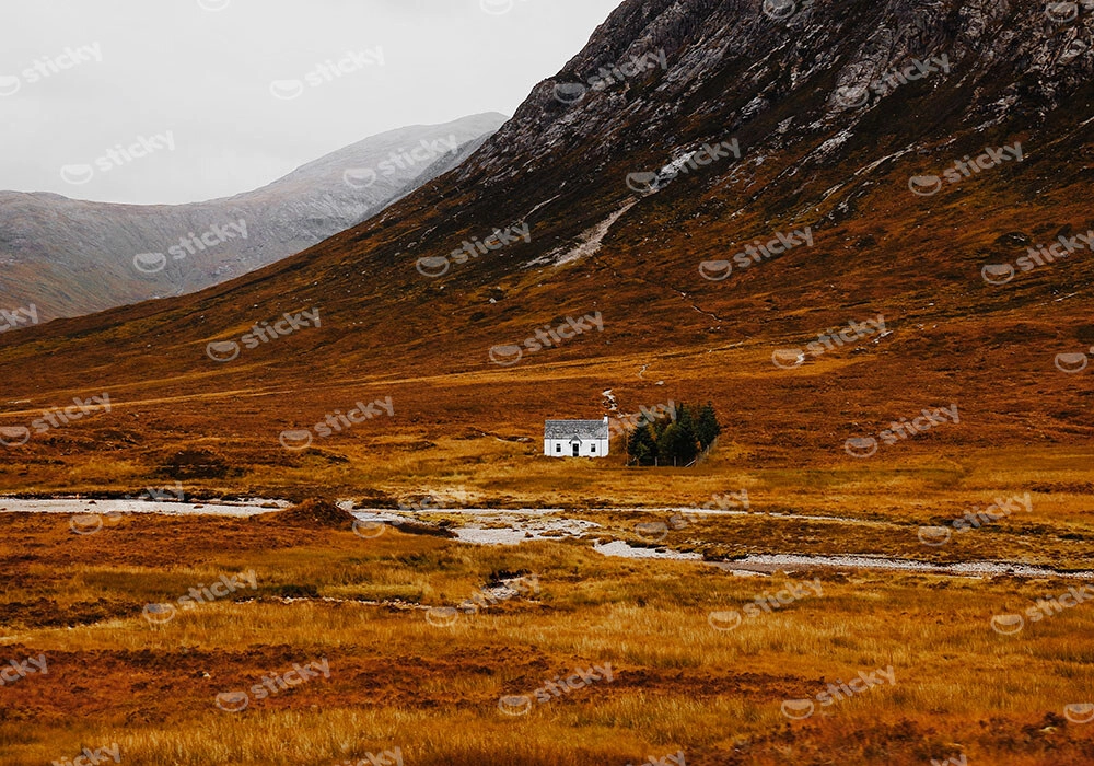 Πίνακας σε Καμβά RUSTIC FARMHOUSE FIELD CABIN 3