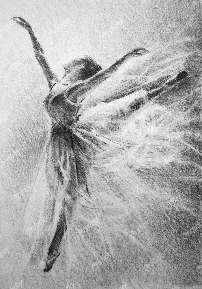 Πινακας σε καμβά BALLERINA JUMP SKETCH GRAPHIC ARTS PENCIL