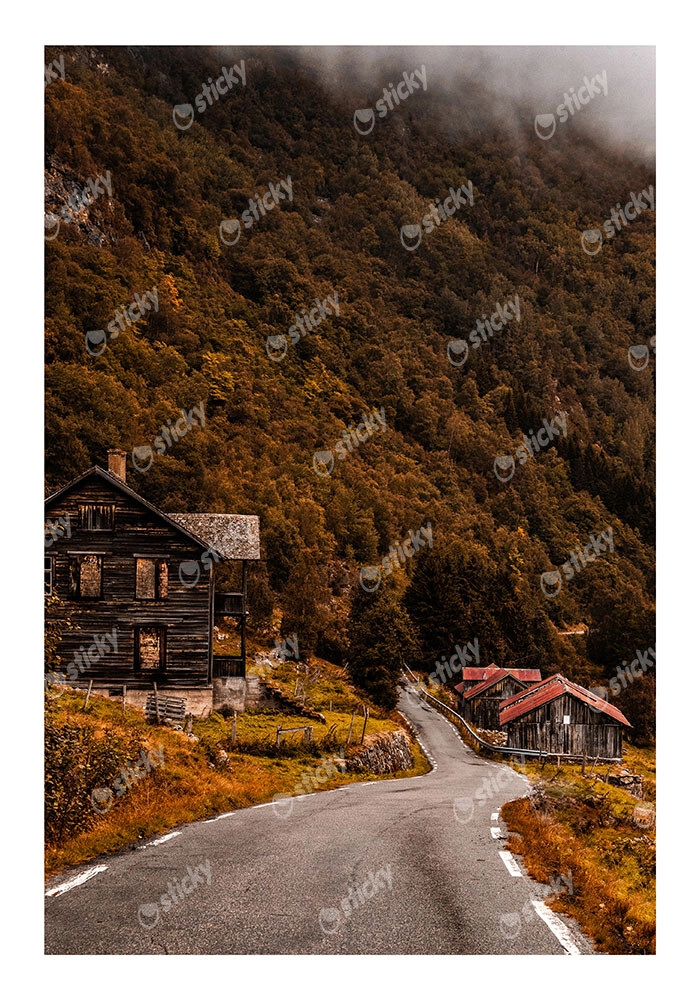 Poster RUSTIC FARMHOUSE COUNTRY ROAD
