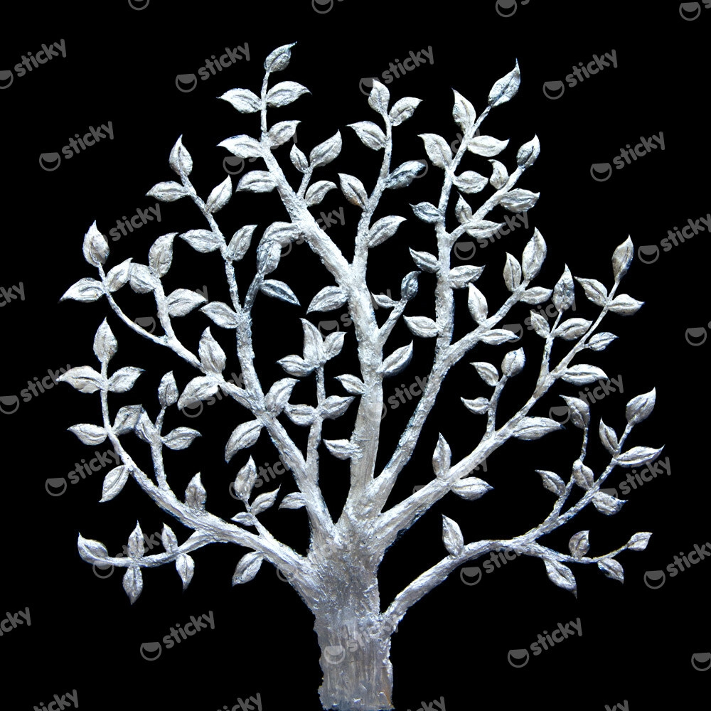 Πίνακας σε καμβά SILVER TREE ON BLACK BACKGROUND