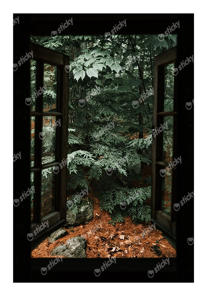 Poster RUSTIC FARMHOUSE FOREST WINDOW