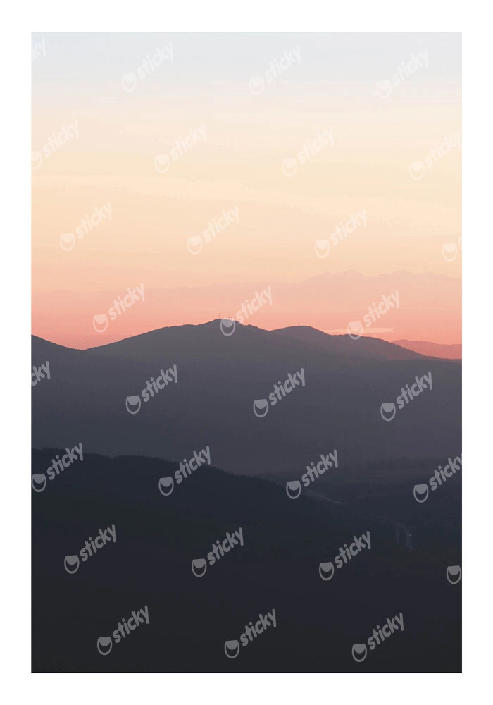 Poster RUSTIC FARMHOUSE MOUNTAIN SUNSET