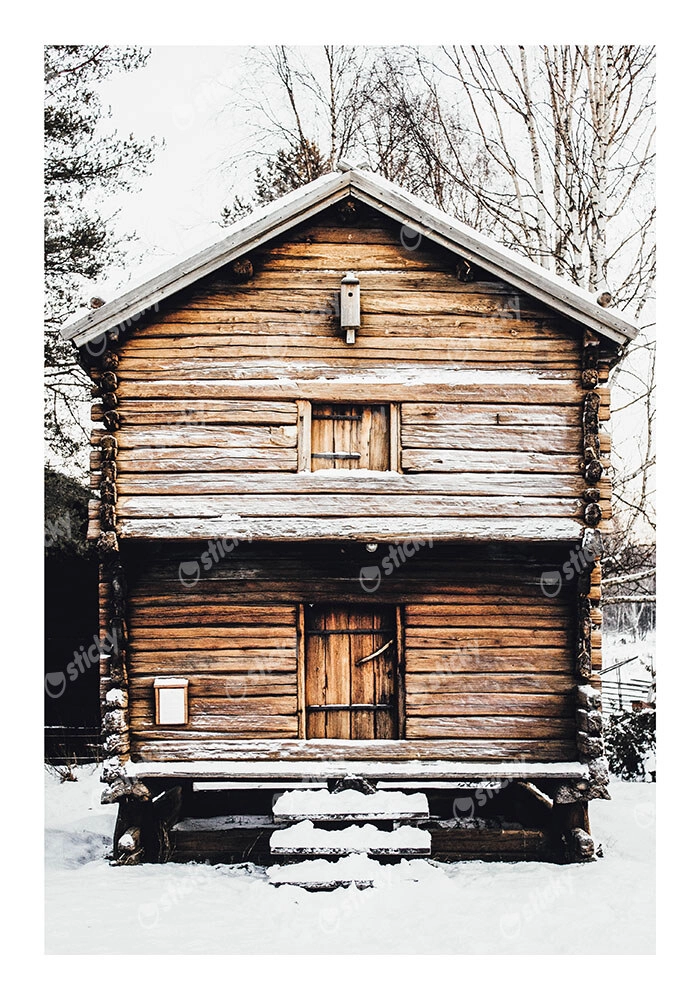 Poster RUSTIC FARMHOUSE SNOWY CABIN