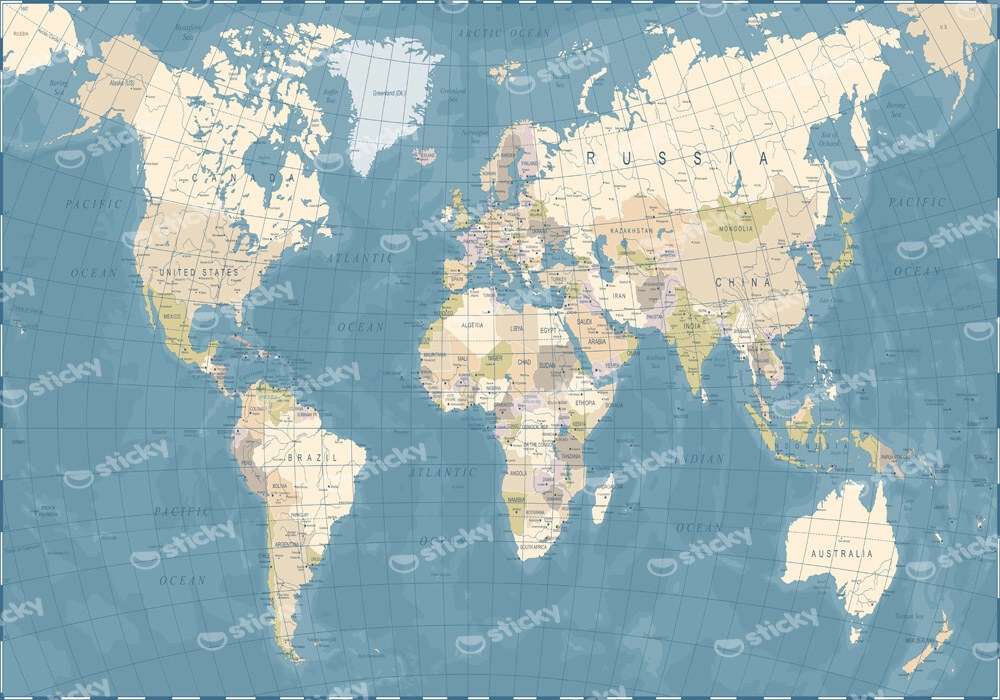 Πινακας σε καμβά DETAILED VINTAGE WORLD MAP