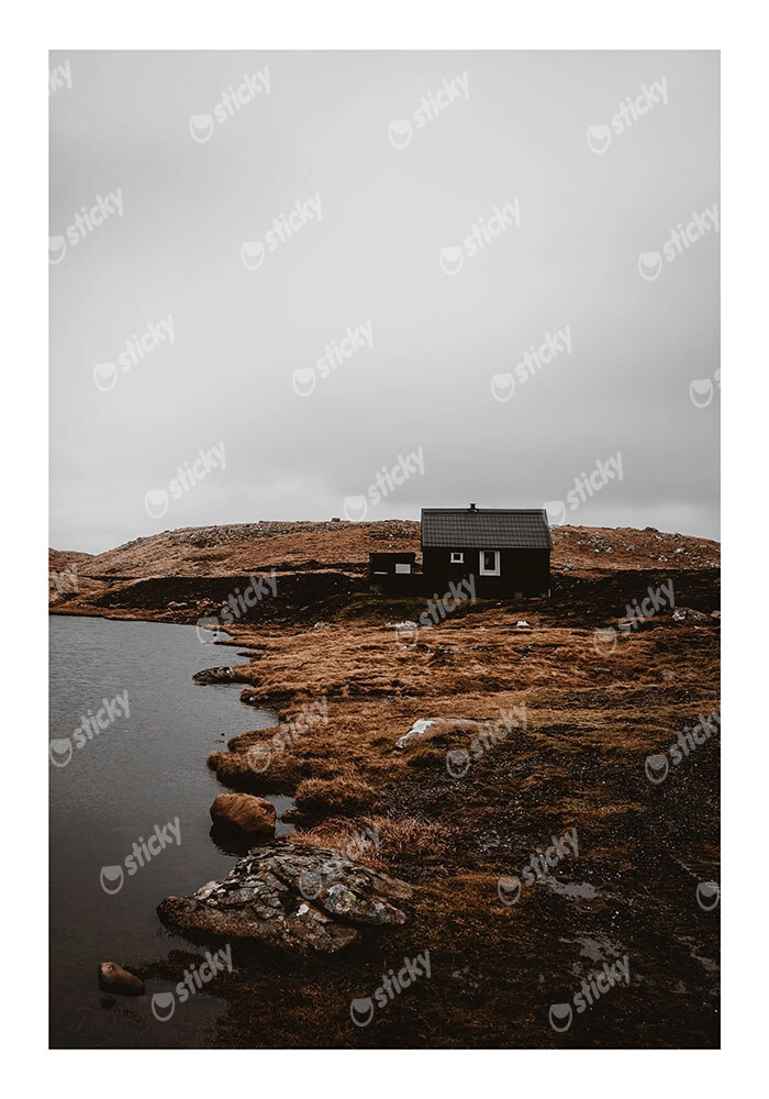 Poster RUSTIC FARMHOUSE MOUNTAIN LAKE CABIN