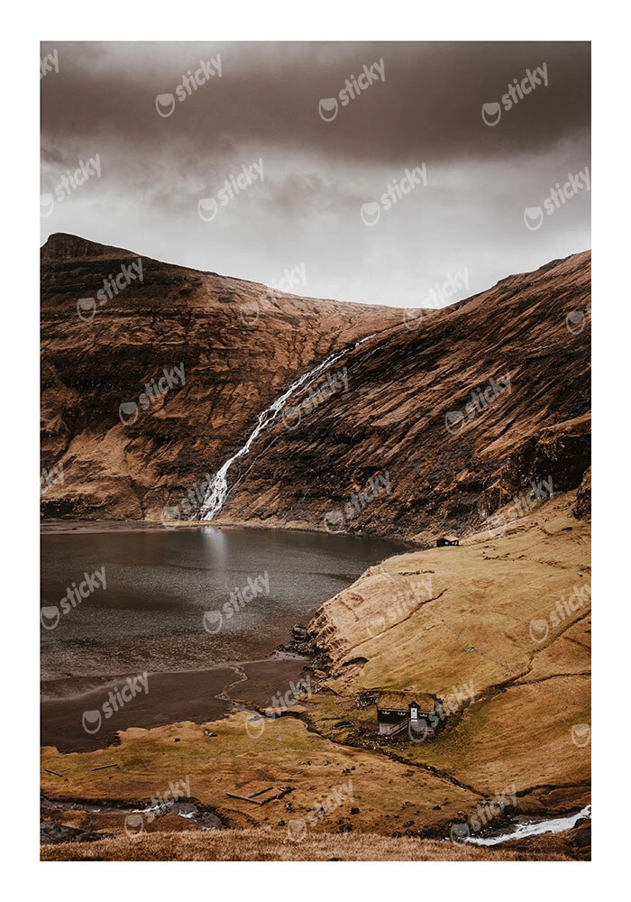 Poster RUSTIC FARMHOUSE MOUNTAIN LAKE