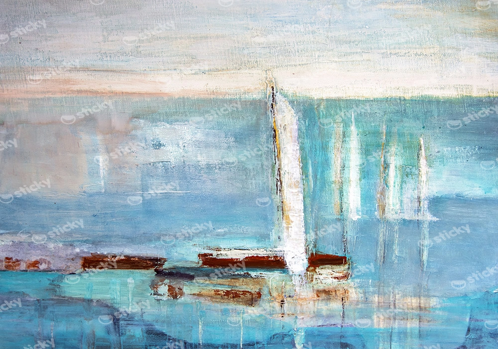 Πινακας σε καμβά ABSTRACT BOAT IN HARBOR