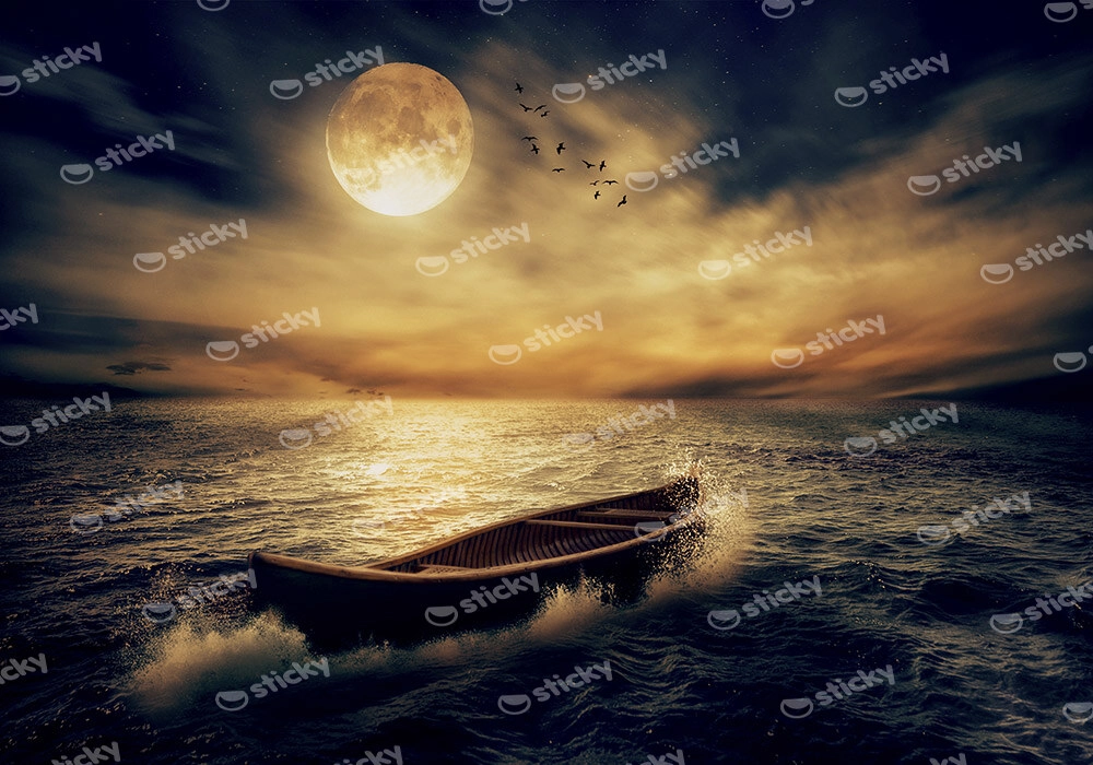 Πινακας σε καμβά BOAT SUNSET