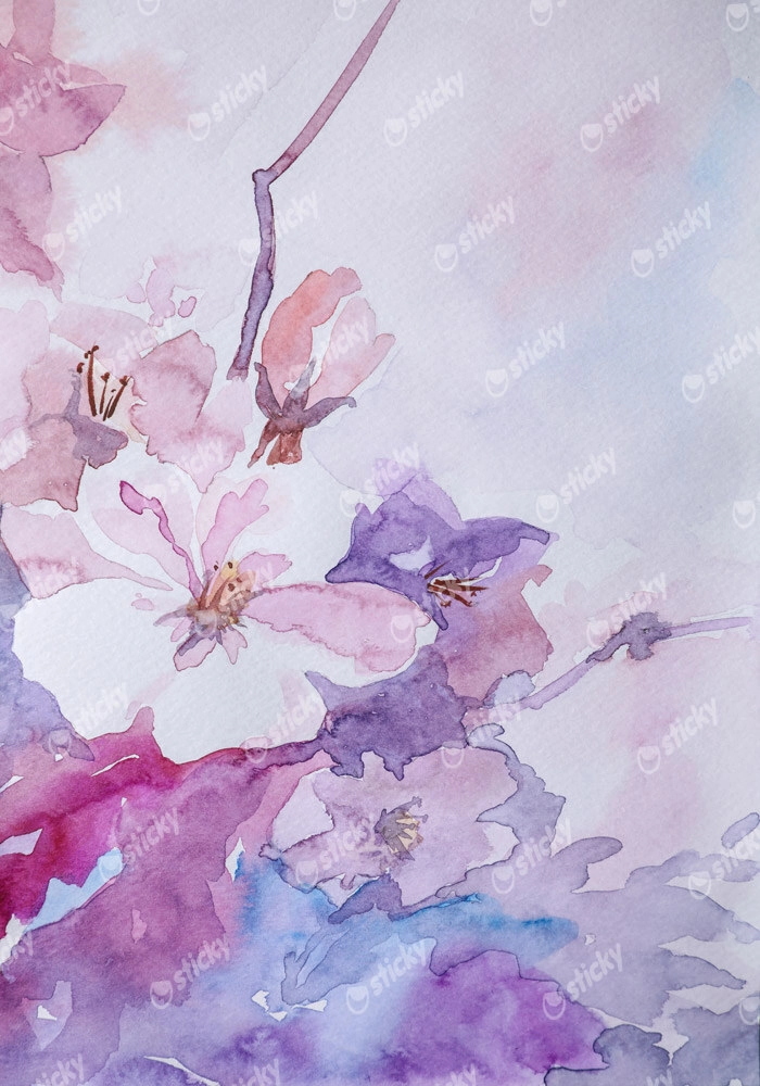 Πινακας σε καμβά PINK FLOWERS WATERCOLOR