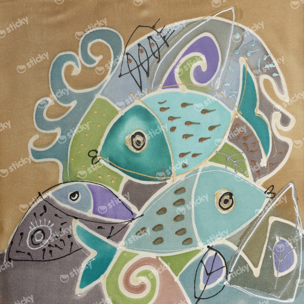 Πίνακας σε καμβά ABSTRACT PAINTING TWO FISH