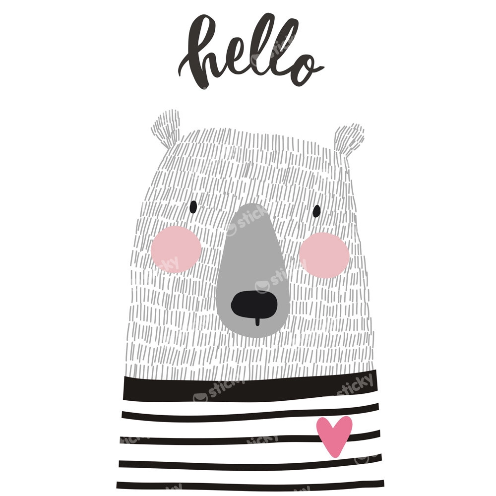 Πίνακας σε καμβά CUTE CARD HAND DRAWN BEAR