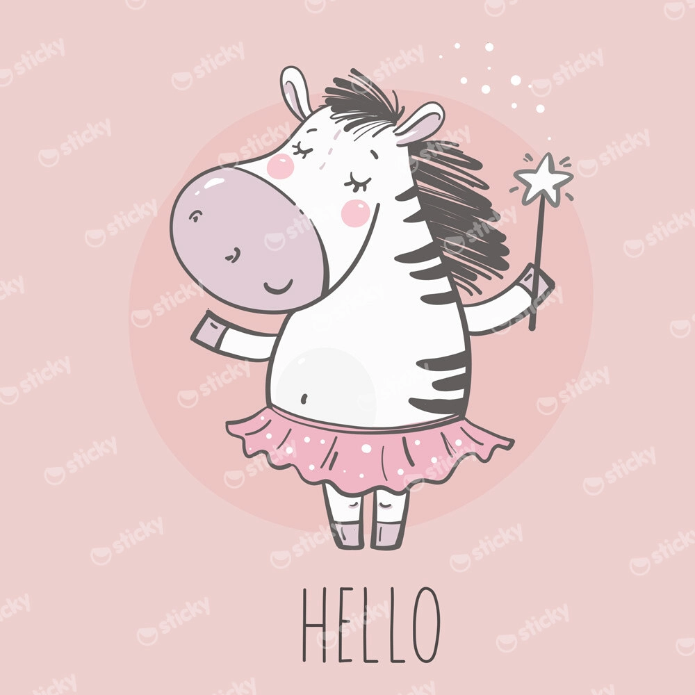 Πίνακας σε καμβά CUTE LITTLE ZEBRA PRINCESS