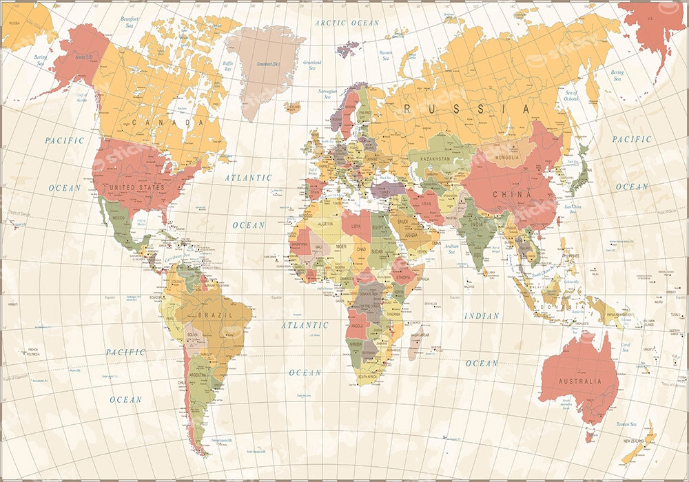 Πινακας σε καμβά DETAILED ILLUSTRATION WORLD MAP