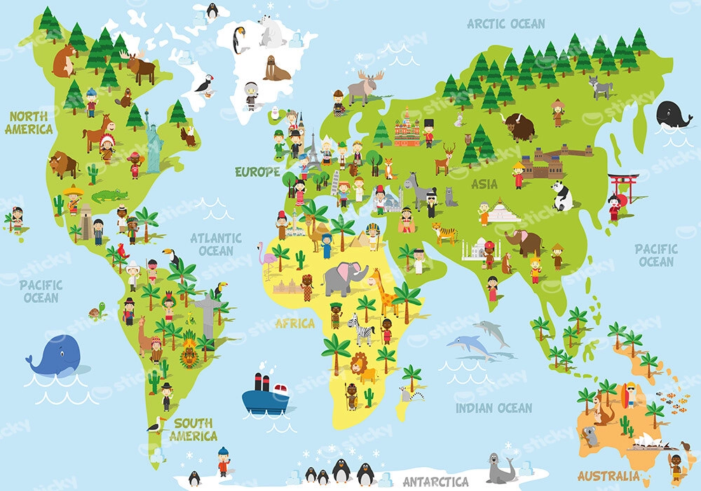 Πινακας σε καμβά DOODLE WORLD MAP