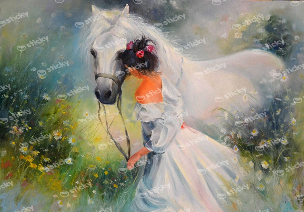 Πινακας σε καμβά GIRL AND HORSE
