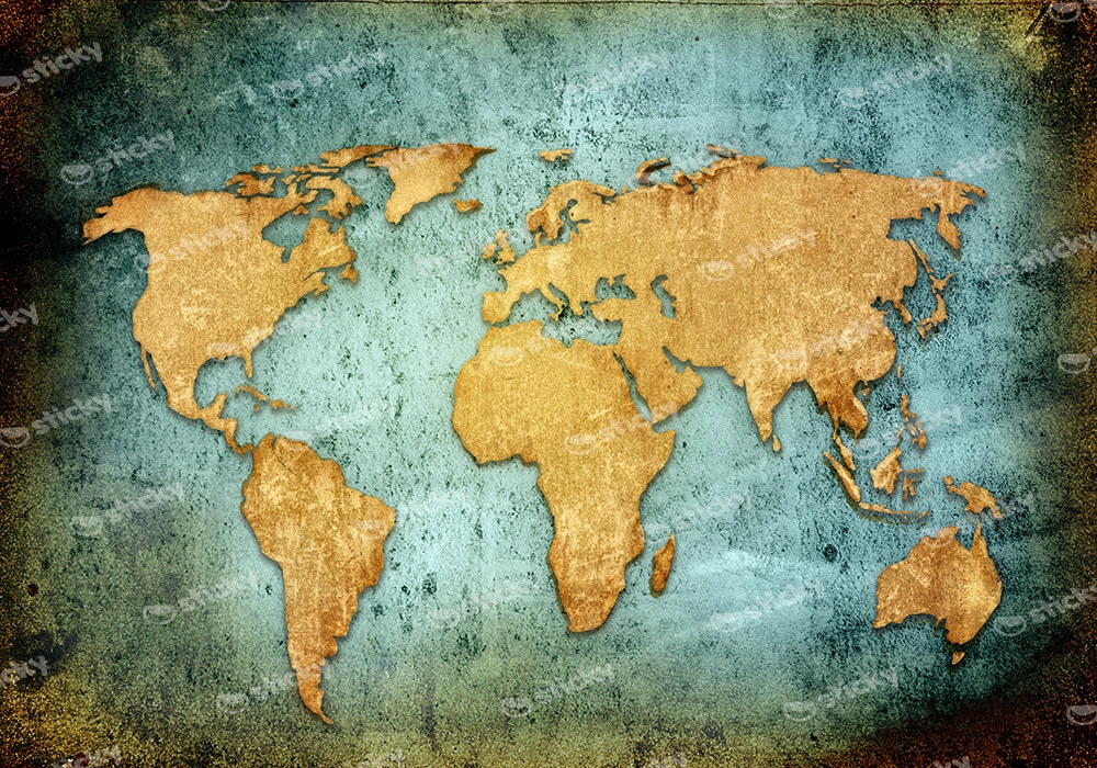 Πινακας σε καμβά GRUNGE ILLUSTRATED WORLD MAP