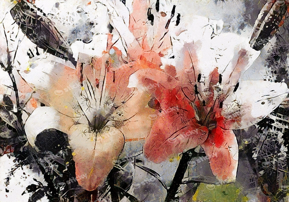 Πινακας σε καμβά LILIES MODERN ABSTRACT ART STYLE CUBISM