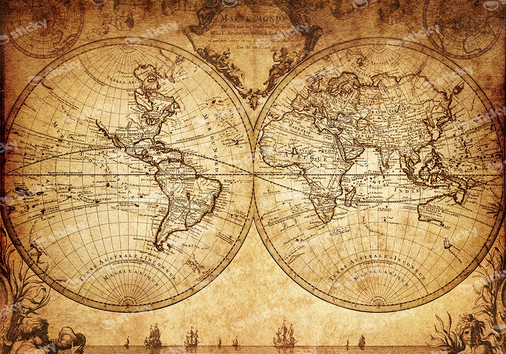 Πινακας σε καμβά VINTAGE WORLD MAP 1733