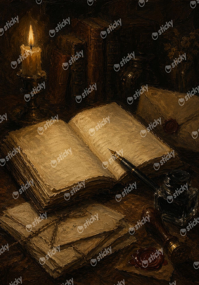 Πίνακας σε Καμβά VINTAGE DARK ACADEMIA BOOKS 3