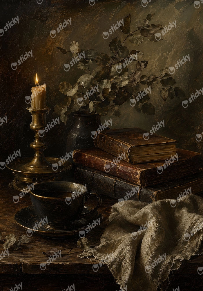 Πίνακας σε Καμβά VINTAGE DARK ACADEMIA BOOKS