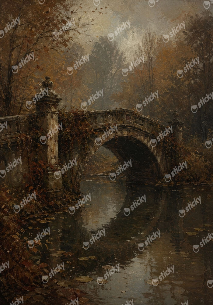 Πίνακας σε Καμβά VINTAGE DARK ACADEMIA BRIDGE