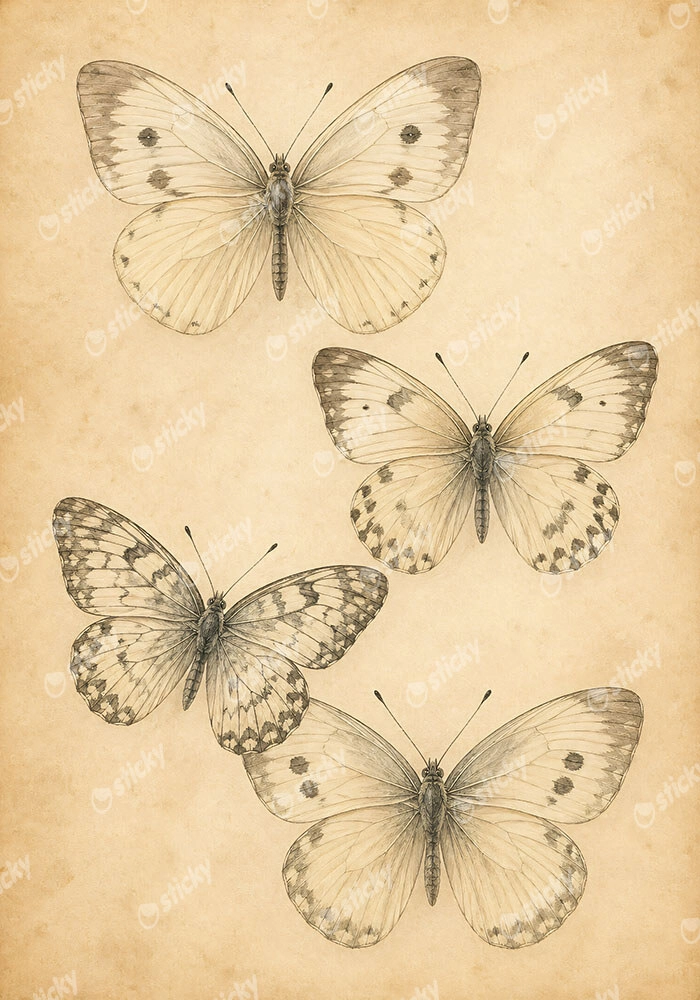 Πίνακας σε Καμβά VINTAGE DARK ACADEMIA BUTTERFLIES 2