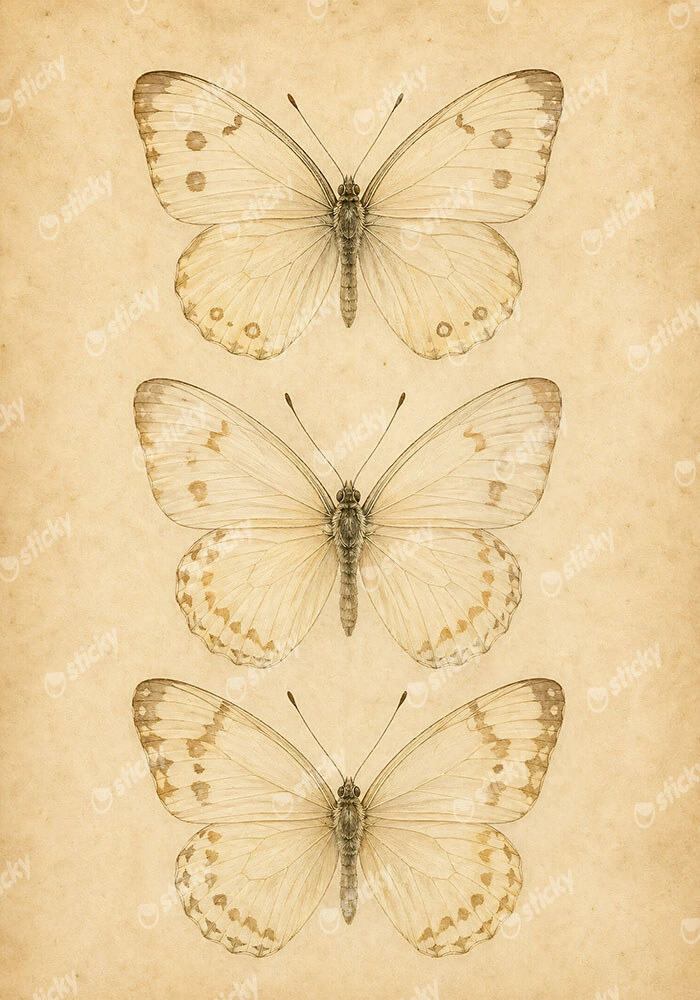 Πίνακας σε Καμβά VINTAGE DARK ACADEMIA BUTTERFLIES 4