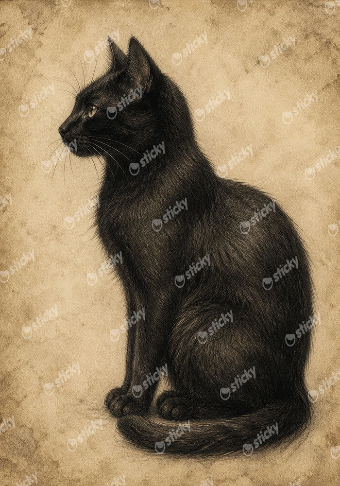 Πίνακας σε Καμβά VINTAGE DARK ACADEMIA CAT