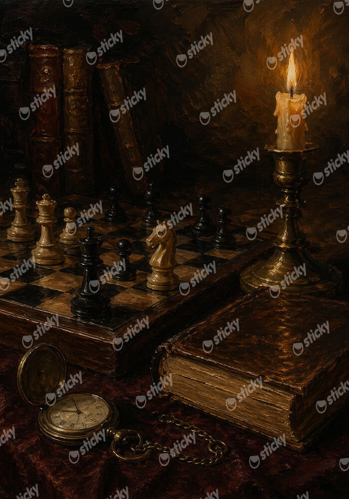 Πίνακας σε Καμβά VINTAGE DARK ACADEMIA CHESS