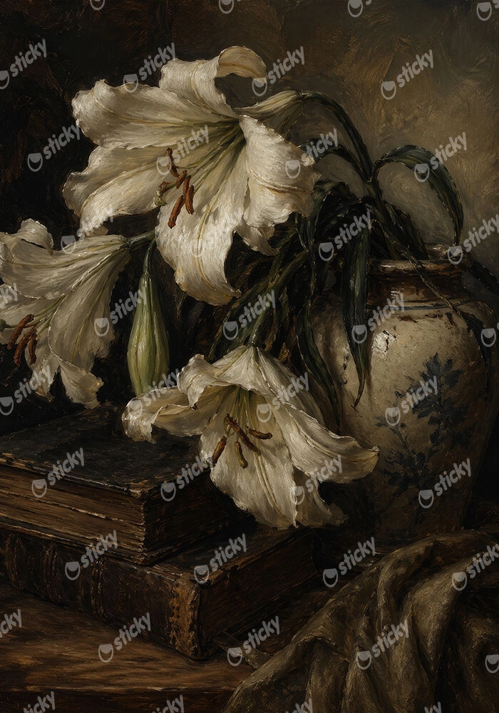 Πίνακας σε Καμβά VINTAGE DARK ACADEMIA DEAD FLOWERS