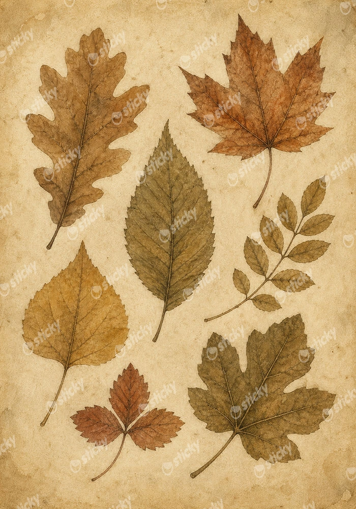 Πίνακας σε Καμβά VINTAGE DARK ACADEMIA DRIED LEAVES