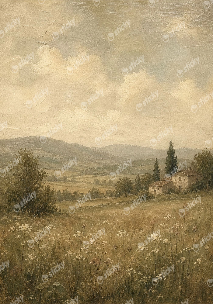 Πίνακας σε Καμβά VINTAGE DARK ACADEMIA FIELD 3