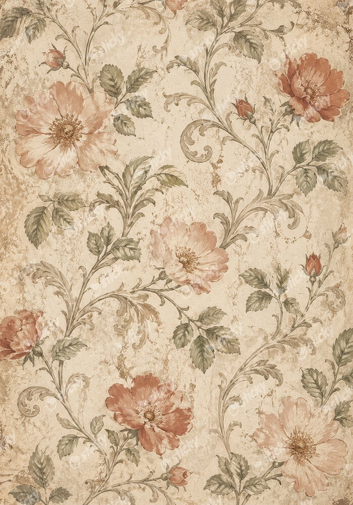 Πίνακας σε Καμβά VINTAGE DARK ACADEMIA FLORAL PATTERN 2