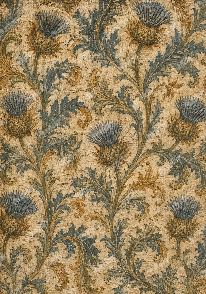 Πίνακας σε Καμβά VINTAGE DARK ACADEMIA FLORAL PATTERN 3