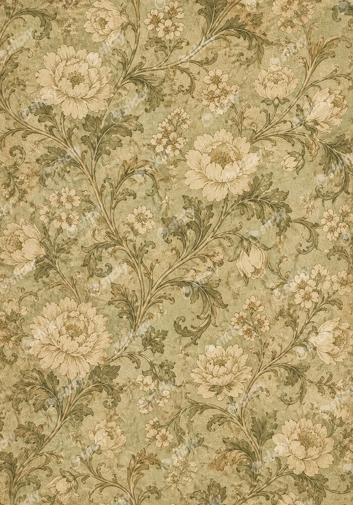 Πίνακας σε Καμβά VINTAGE DARK ACADEMIA FLORAL PATTERN 4