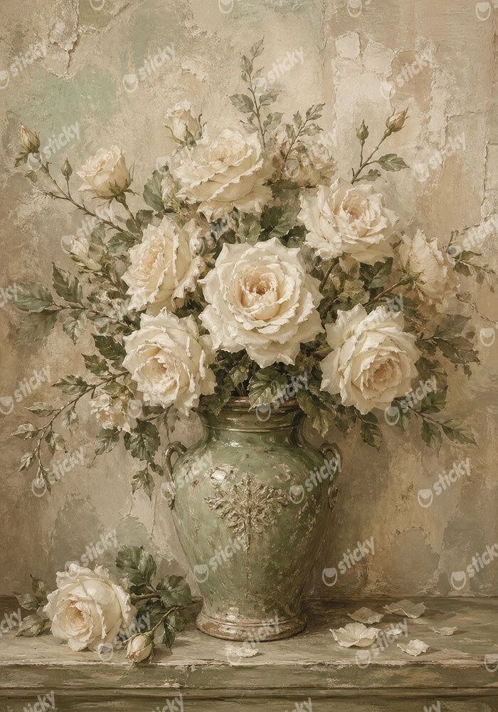 Πίνακας σε Καμβά VINTAGE DARK ACADEMIA FLOWER VASE 14