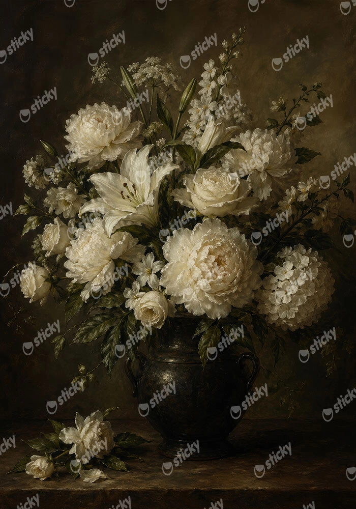 Πίνακας σε Καμβά VINTAGE DARK ACADEMIA FLOWER VASE 15