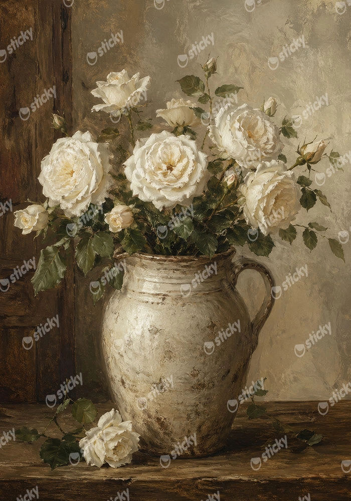 Πίνακας σε Καμβά VINTAGE DARK ACADEMIA FLOWER VASE 17