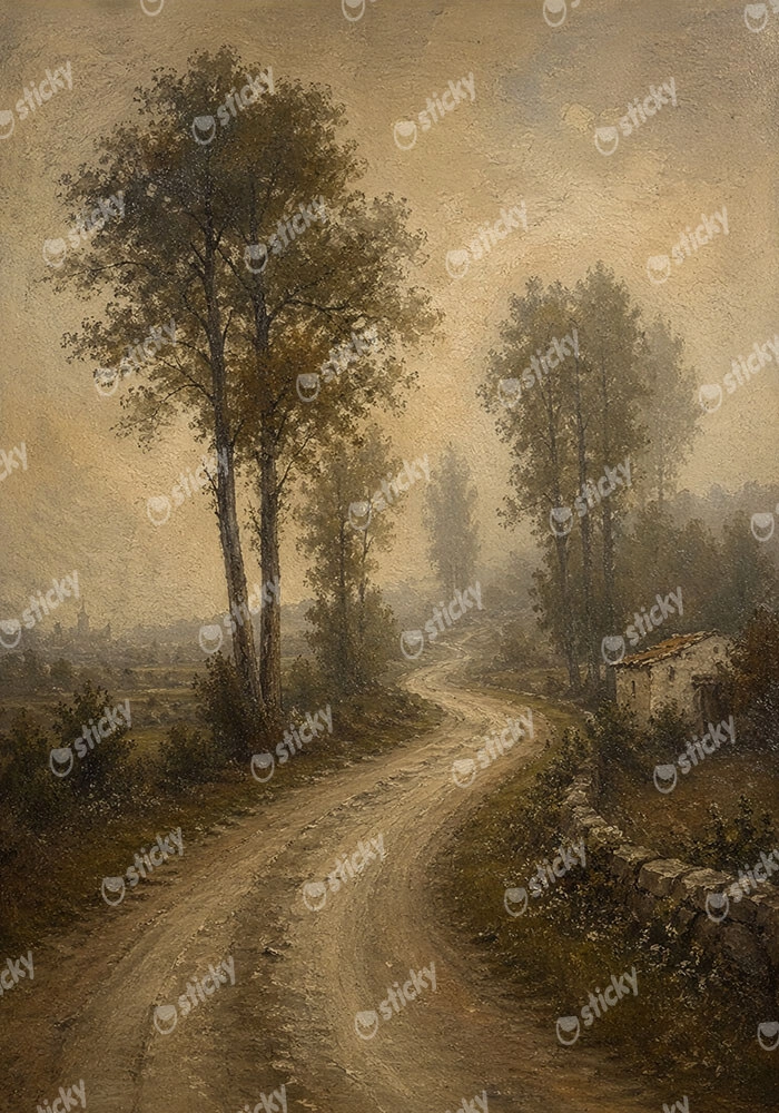 Πίνακας σε Καμβά VINTAGE DARK ACADEMIA FOREST PATH 3