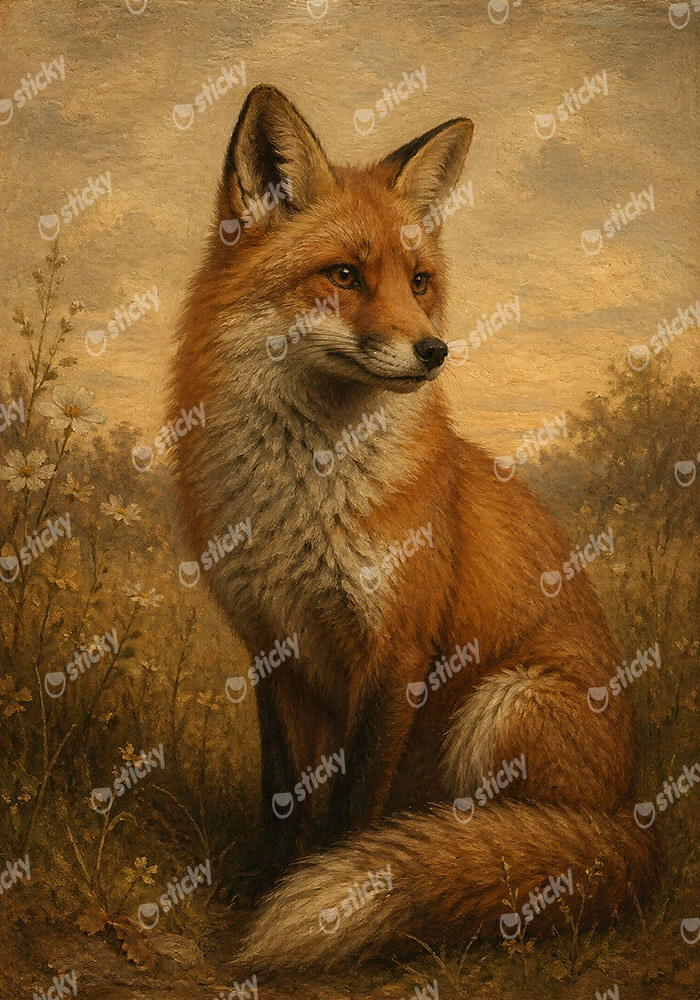 Πίνακας σε Καμβά VINTAGE DARK ACADEMIA FOX