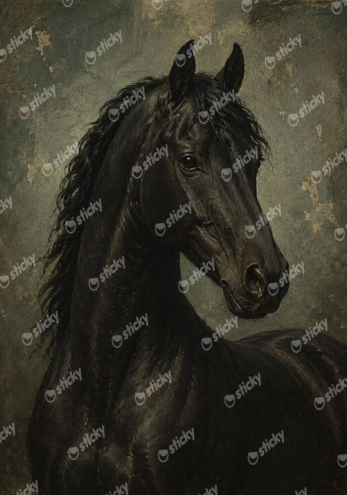 Πίνακας σε Καμβά VINTAGE DARK ACADEMIA HORSE 9