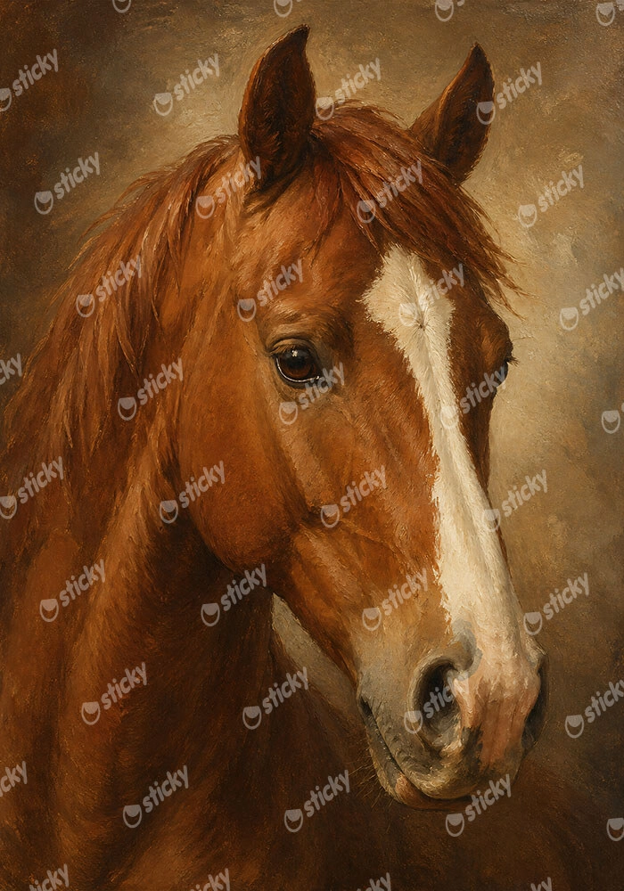 Πίνακας σε Καμβά VINTAGE DARK ACADEMIA HORSE 10