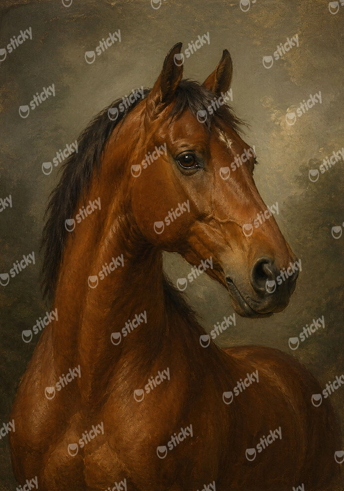 Πίνακας σε Καμβά VINTAGE DARK ACADEMIA HORSE 11