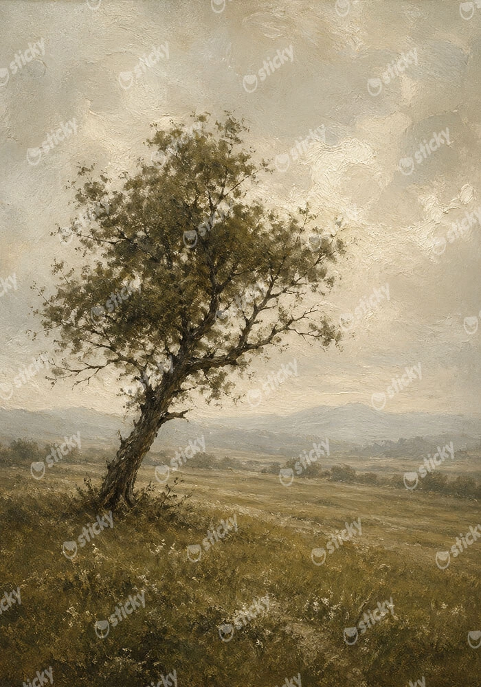 Πίνακας σε Καμβά VINTAGE DARK ACADEMIA LONE TREE 3