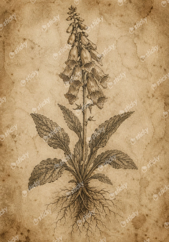 Πίνακας σε Καμβά VINTAGE DARK ACADEMIA PLANT 4