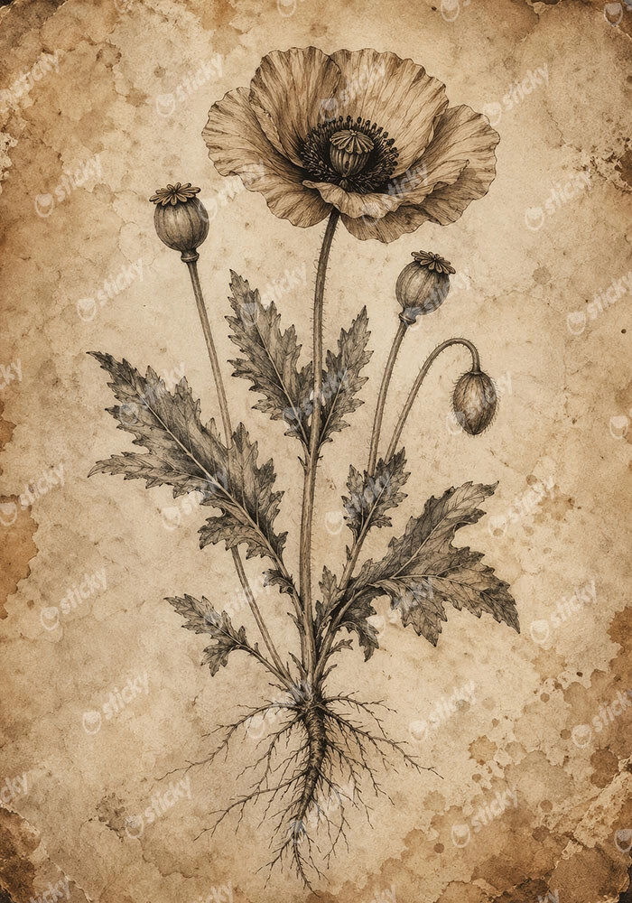 Πίνακας σε Καμβά VINTAGE DARK ACADEMIA PLANT 6