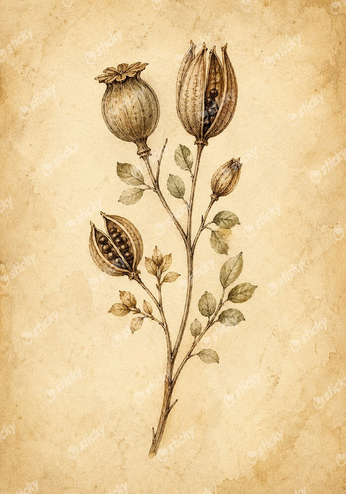 Πίνακας σε Καμβά VINTAGE DARK ACADEMIA PLANT 9